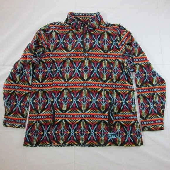 Powder River Outfitters Women's Vibrant Aztec Print 1/4 Zip Fleece Pullover Mult - Picture 2 of 3